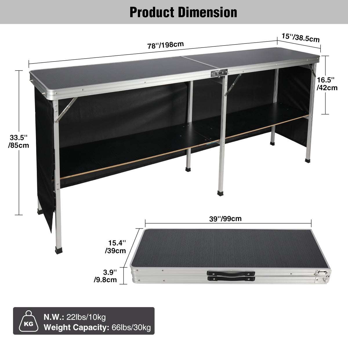 Portable Bar Table for Events  with Double Layer From Redcamp