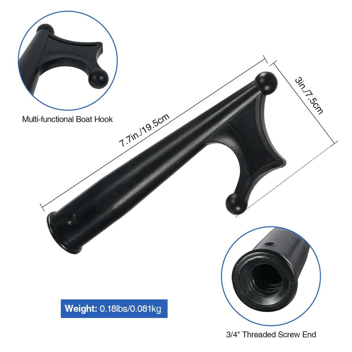 Aluminum Extendable 8ft/12ft Telescopic Boat Hook For Docking, Black/Silver From Redcamp