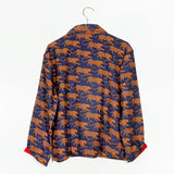 Women's Navy Leopard Washable Silk Pajamas From Abroad Modern