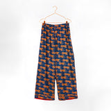 Women's Navy Leopard Washable Silk Pajamas From Abroad Modern