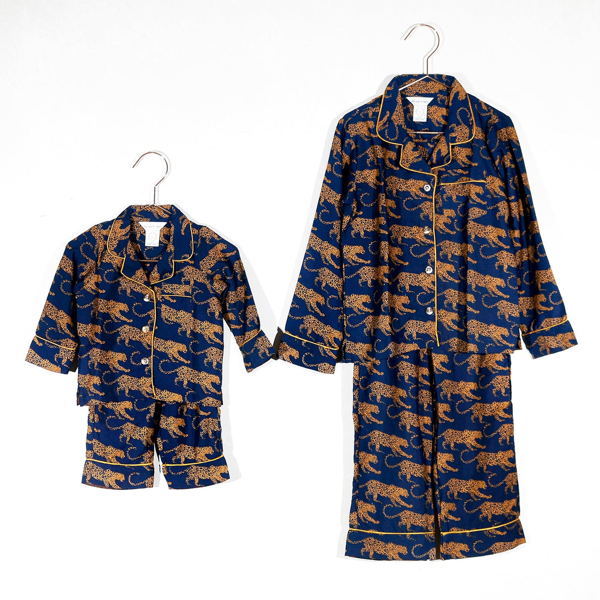 Kids' Navy Leopard Washable Silk Pajamas From Abroad Modern