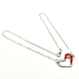 Silver Red Crystal Hammered Heart Necklace from Alexa Martha Designs