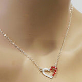 Silver Red Crystal Hammered Heart Necklace from Alexa Martha Designs
