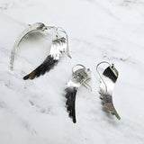Sterling Silver Hammer Pattern Sculpted Angel Wing Earrings from Alexa Martha Designs