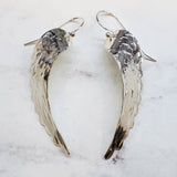 Sterling Silver Hammer Pattern Sculpted Angel Wing Earrings from Alexa Martha Designs