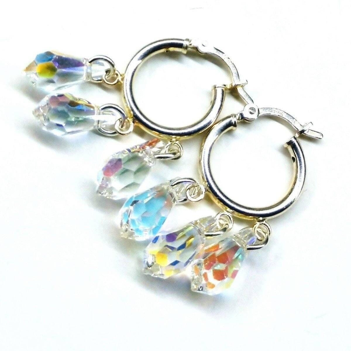 Sterling Silver Hoop Sparkly Crystal Drop Dangle Earrings from Alexa Martha Designs