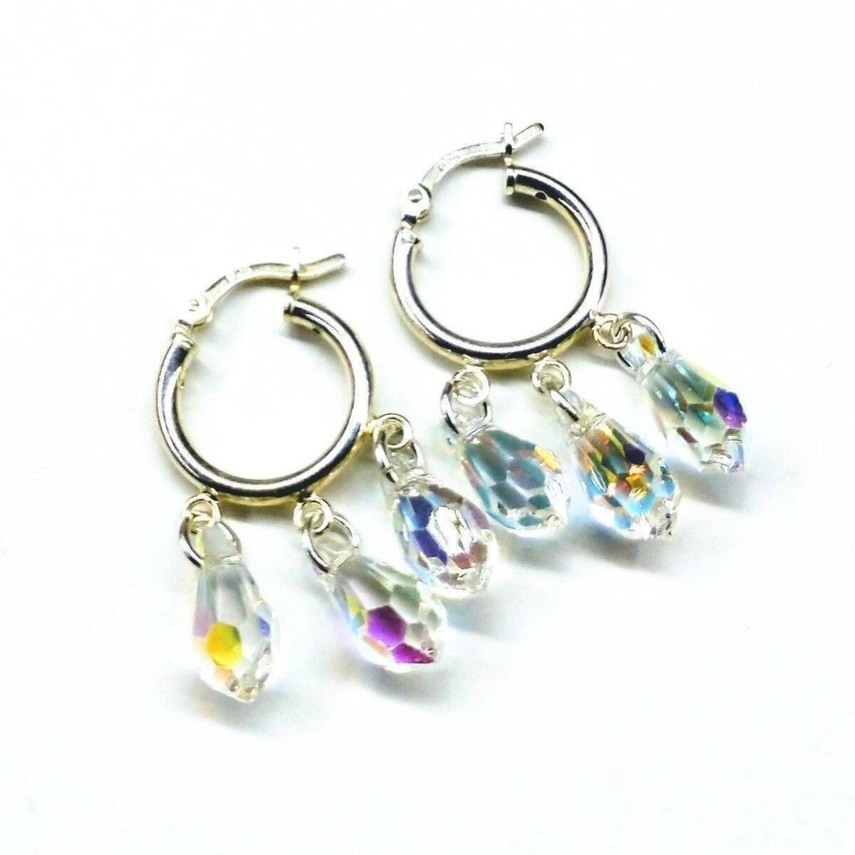Sterling Silver Hoop Sparkly Crystal Drop Dangle Earrings from Alexa Martha Designs