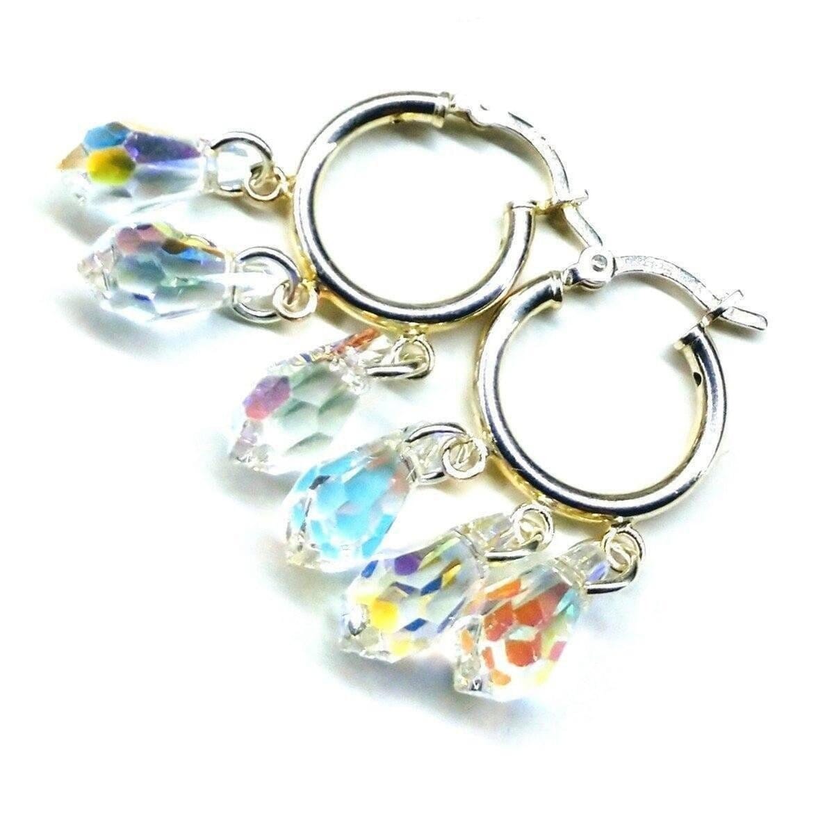 Sterling Silver Hoop Sparkly Crystal Drop Dangle Earrings from Alexa Martha Designs