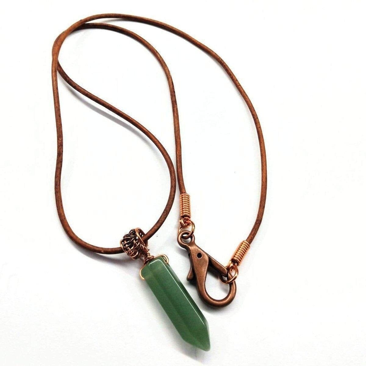 Men's Rustic Wire Wrapped Pointed Gemstone Crystal Leather Necklace from Alexa Martha Designs