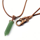 Men's Rustic Wire Wrapped Pointed Gemstone Crystal Leather Necklace from Alexa Martha Designs