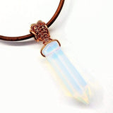 Men's Rustic Wire Wrapped Pointed Gemstone Crystal Leather Necklace from Alexa Martha Designs