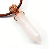 Men's Rustic Wire Wrapped Pointed Gemstone Crystal Leather Necklace from Alexa Martha Designs