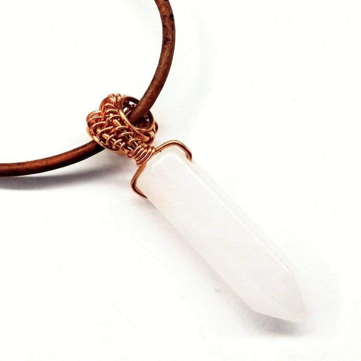 Men's Rustic Wire Wrapped Pointed Gemstone Crystal Leather Necklace from Alexa Martha Designs