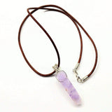 Silver Wrapped Light Amethyst Gemstone Point Leather Necklace from Alexa Martha Designs