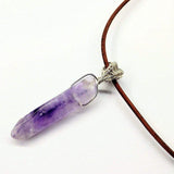 Silver Wrapped Light Amethyst Gemstone Point Leather Necklace from Alexa Martha Designs