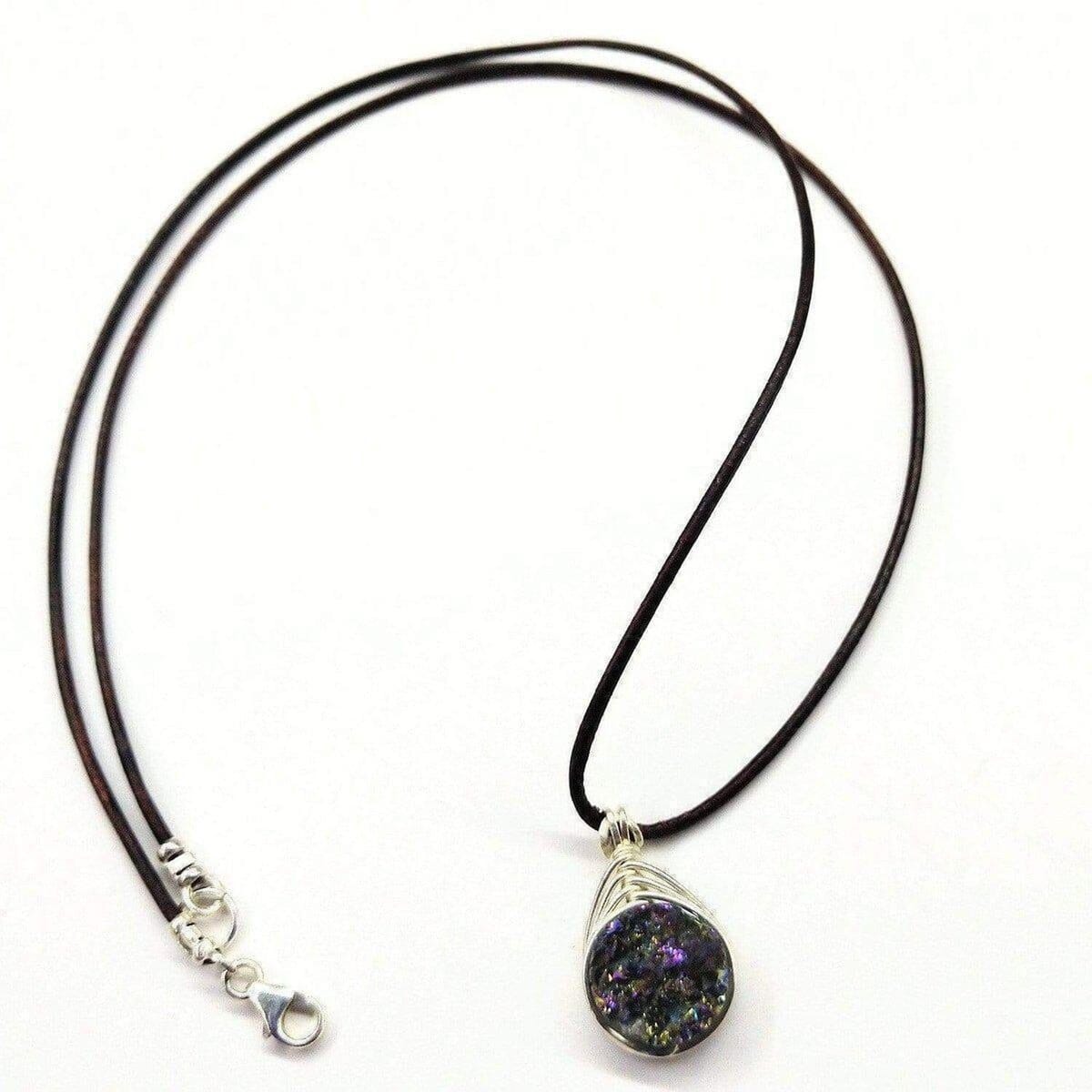 Wire Wrapped Rainbow Druzy Necklace from Alexa Martha Designs
