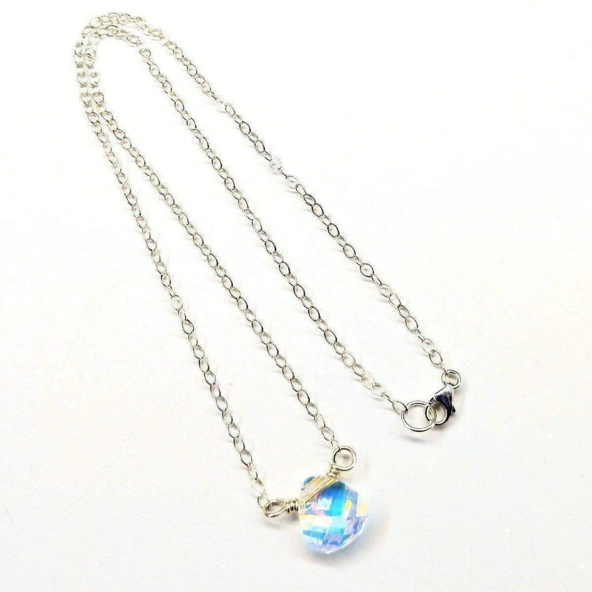 Sterling Silver Wire Wrapped Crystal Briolette Drop Necklace from Alexa Martha Designs