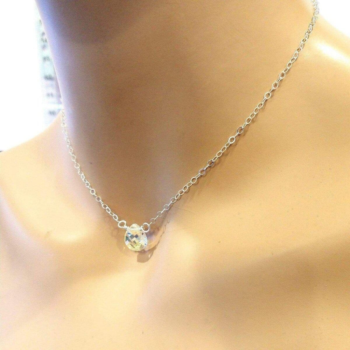 Sterling Silver Wire Wrapped Crystal Briolette Drop Necklace from Alexa Martha Designs