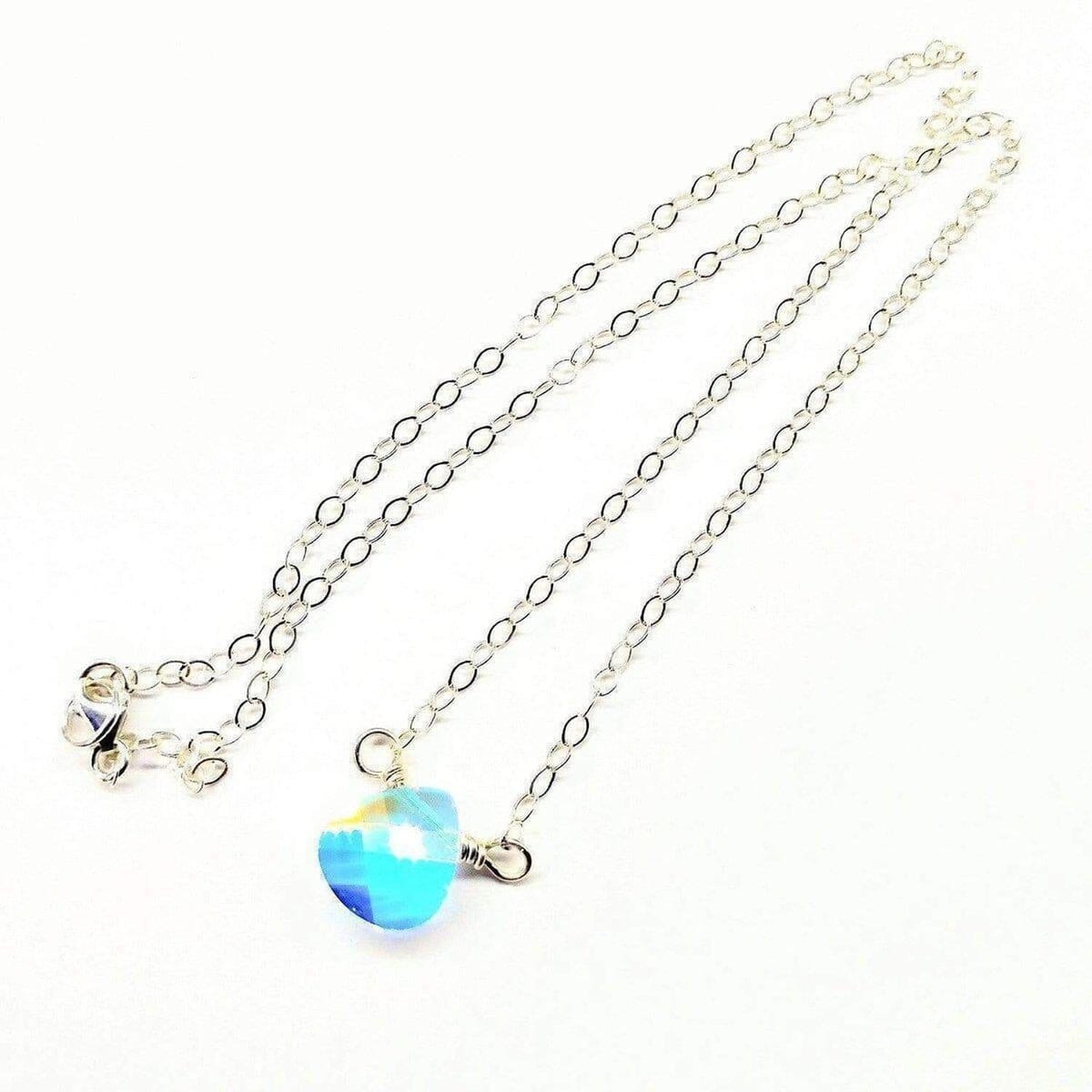 Sterling Silver Wire Wrapped Crystal Briolette Drop Necklace from Alexa Martha Designs
