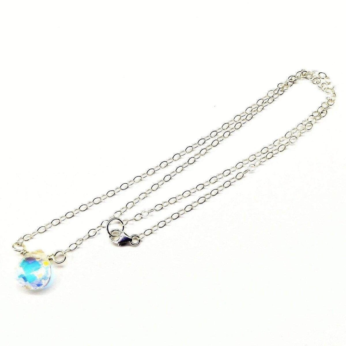 Sterling Silver Wire Wrapped Crystal Briolette Drop Necklace from Alexa Martha Designs