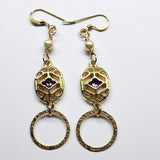 14 K Gold Filled Purple Crystal Hammered Circle Filigree Earrings from Alexa Martha Designs
