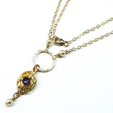 14 KT Gold-Filled Purple Crystal Circle  Filigree Necklace from Alexa Martha Designs