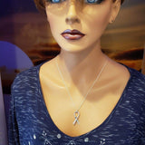 Silver Suicide Prevention Awareness Ribbon Necklace with Purple and Teal Crystals from Alexa Martha Designs