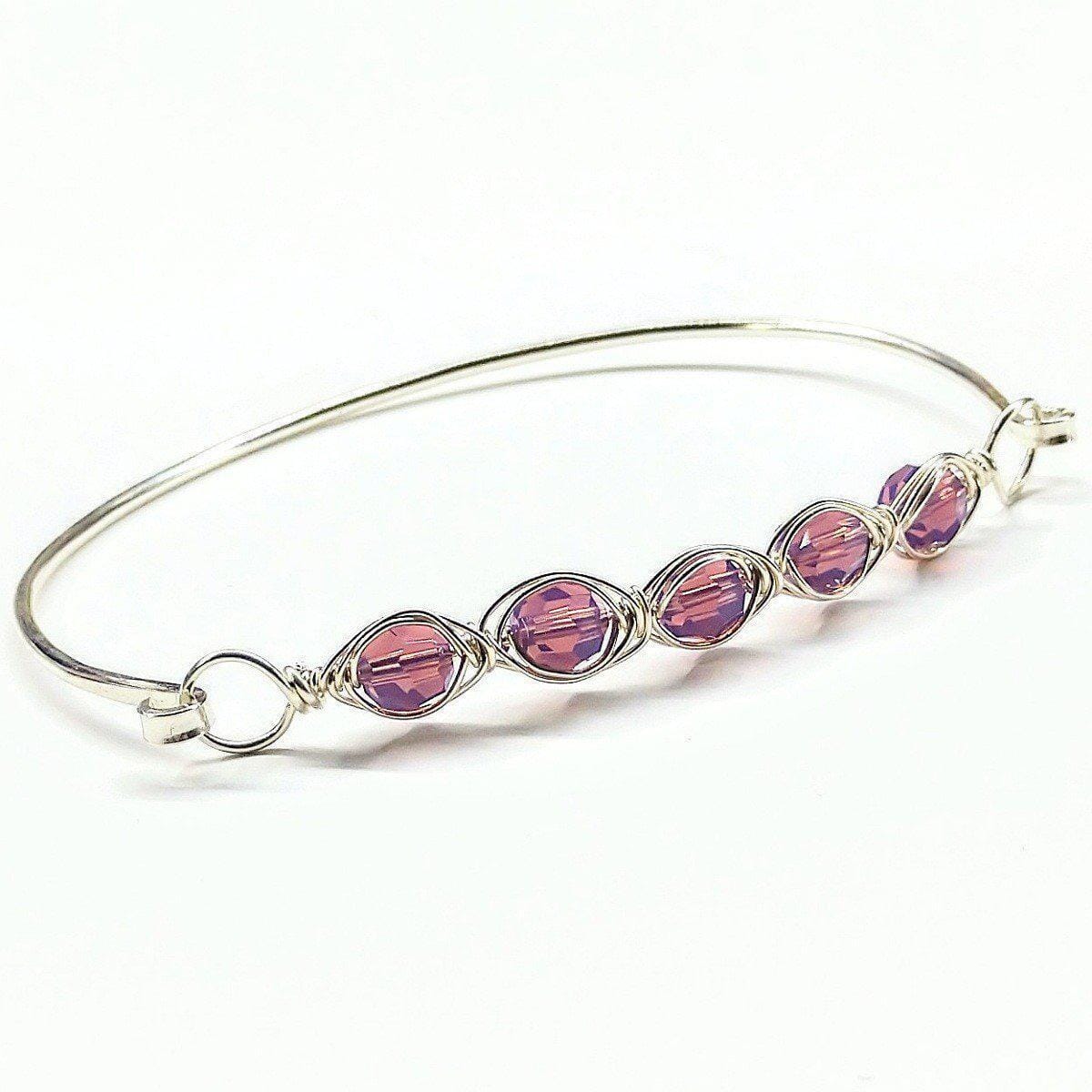 Larger Oval Shaped Swarovski Crystal Bar Bangle Bracelet from Alexa Martha Designs