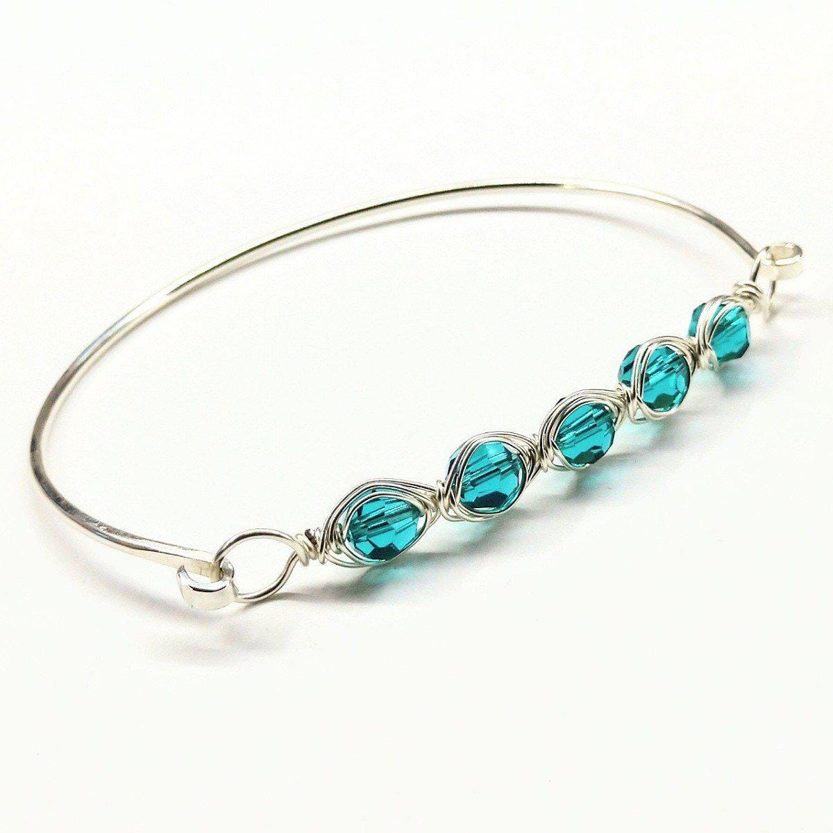 Larger Oval Shaped Swarovski Crystal Bar Bangle Bracelet from Alexa Martha Designs