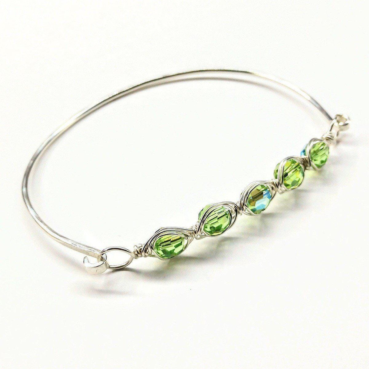 Larger Oval Shaped Swarovski Crystal Bar Bangle Bracelet from Alexa Martha Designs