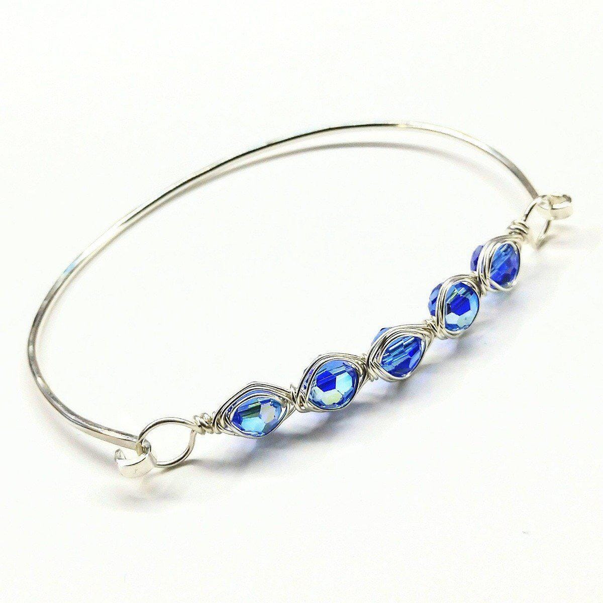 Larger Oval Shaped Swarovski Crystal Bar Bangle Bracelet from Alexa Martha Designs