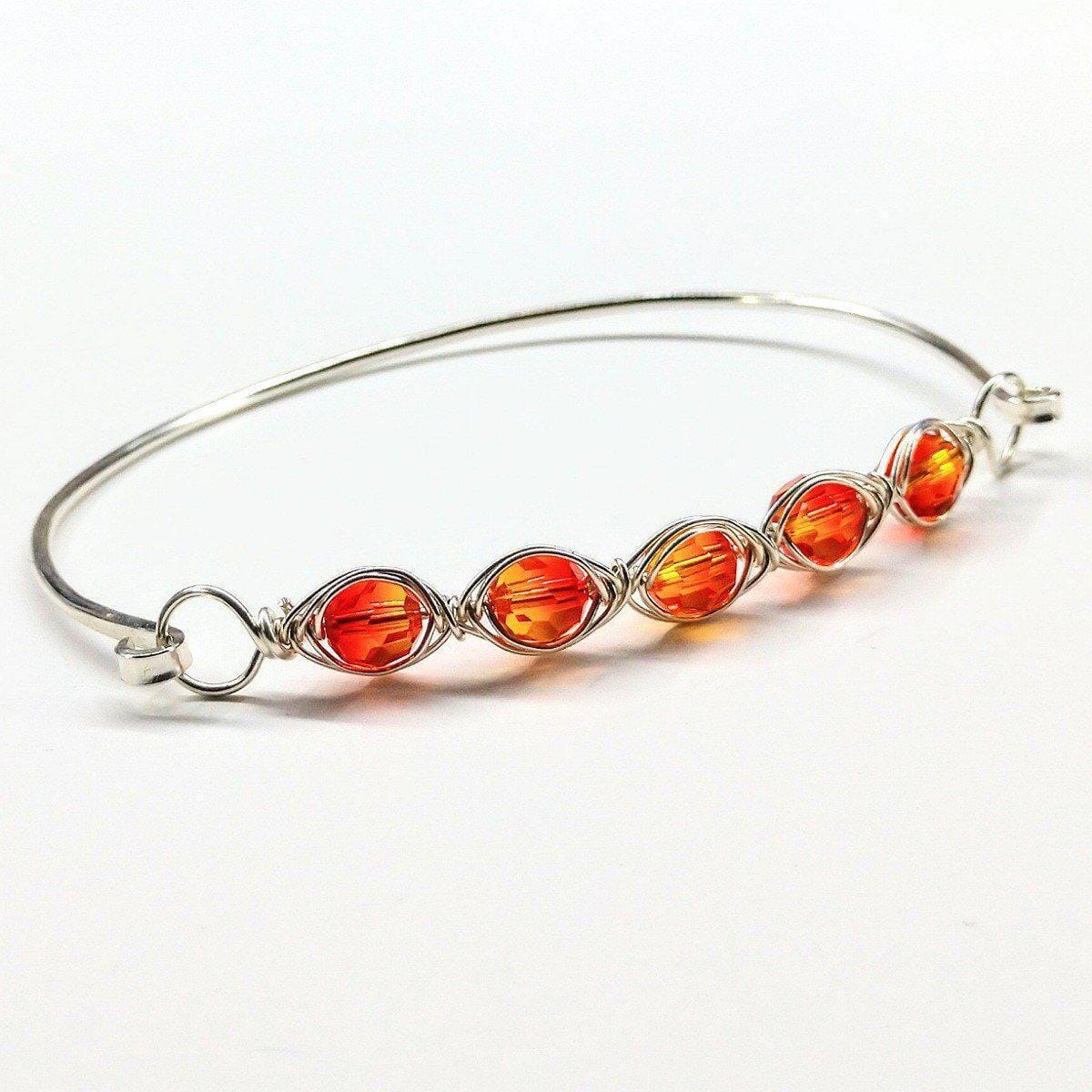 Larger Oval Shaped Swarovski Crystal Bar Bangle Bracelet from Alexa Martha Designs