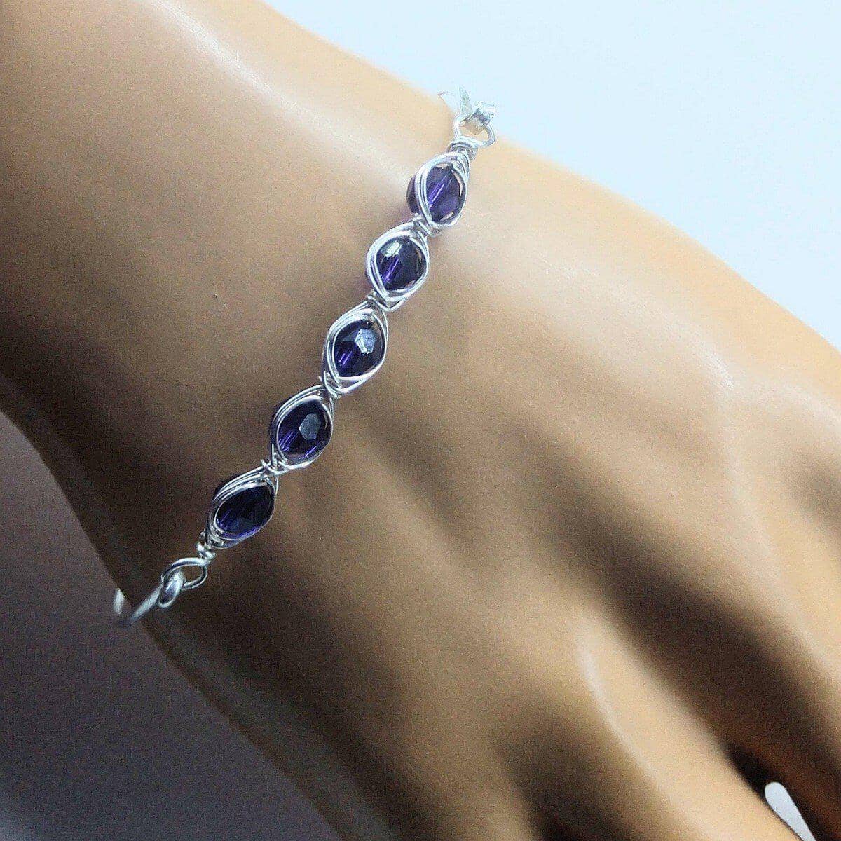 Larger Oval Shaped Swarovski Crystal Bar Bangle Bracelet from Alexa Martha Designs