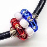Red White Blue Beaded Bead Leather Bracelet from Alexa Martha Designs