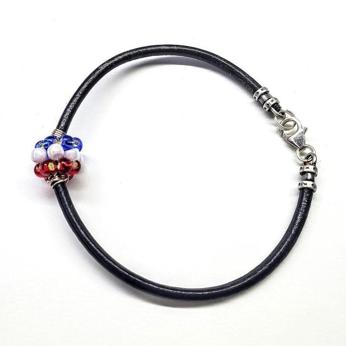 Red White Blue Beaded Bead Leather Bracelet from Alexa Martha Designs