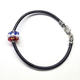 Red White Blue Beaded Bead Leather Bracelet from Alexa Martha Designs