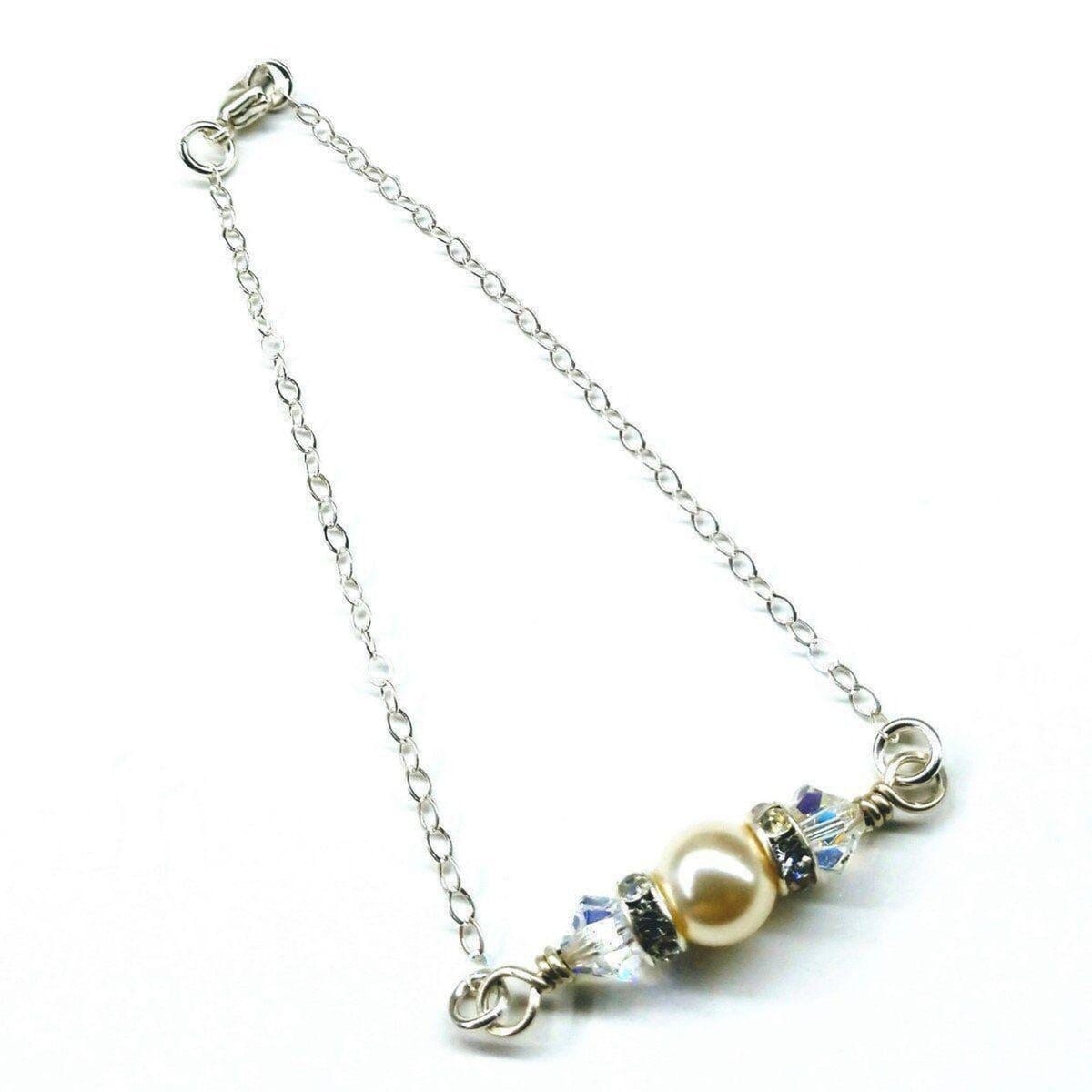 Silver Swarovski Crystal Pearl Bar Bridal Bracelet from Alexa Martha Designs