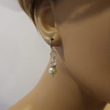 Silver Swarovski Crystal Pearl Stack Earrings in Various Colors from Alexa Martha Designs