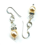 Silver Swarovski Crystal Pearl Stack Earrings in Various Colors from Alexa Martha Designs