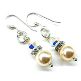 Silver Swarovski Crystal Pearl Stack Earrings in Various Colors from Alexa Martha Designs