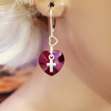 Sterling Silver Red Heart Crystal I Love You Jesus Earrings from Alexa Martha Designs