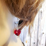Sterling Silver Red Heart Crystal I Love You Jesus Earrings from Alexa Martha Designs