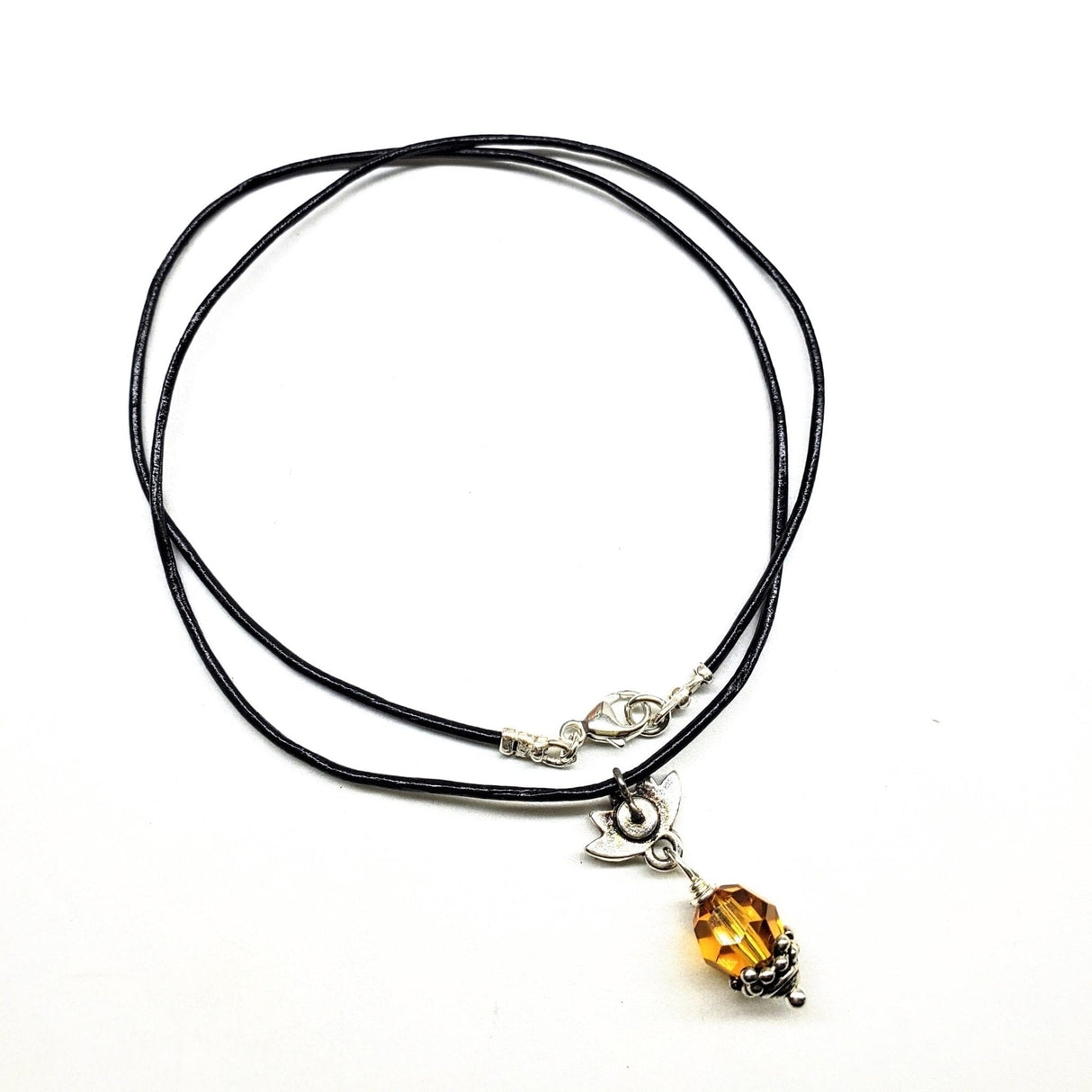 Silver Crystal Pineapple Leather Necklace from Alexa Martha Designs