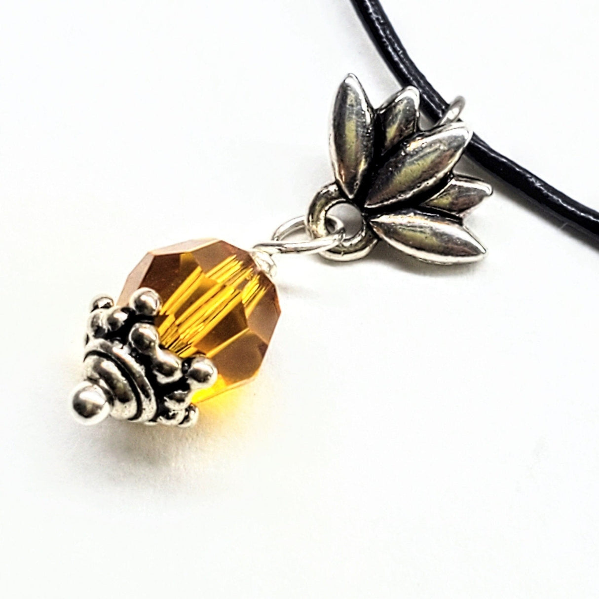 Silver Crystal Pineapple Leather Necklace from Alexa Martha Designs