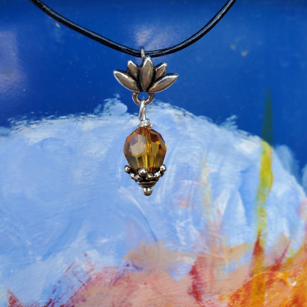 Silver Crystal Pineapple Leather Necklace from Alexa Martha Designs