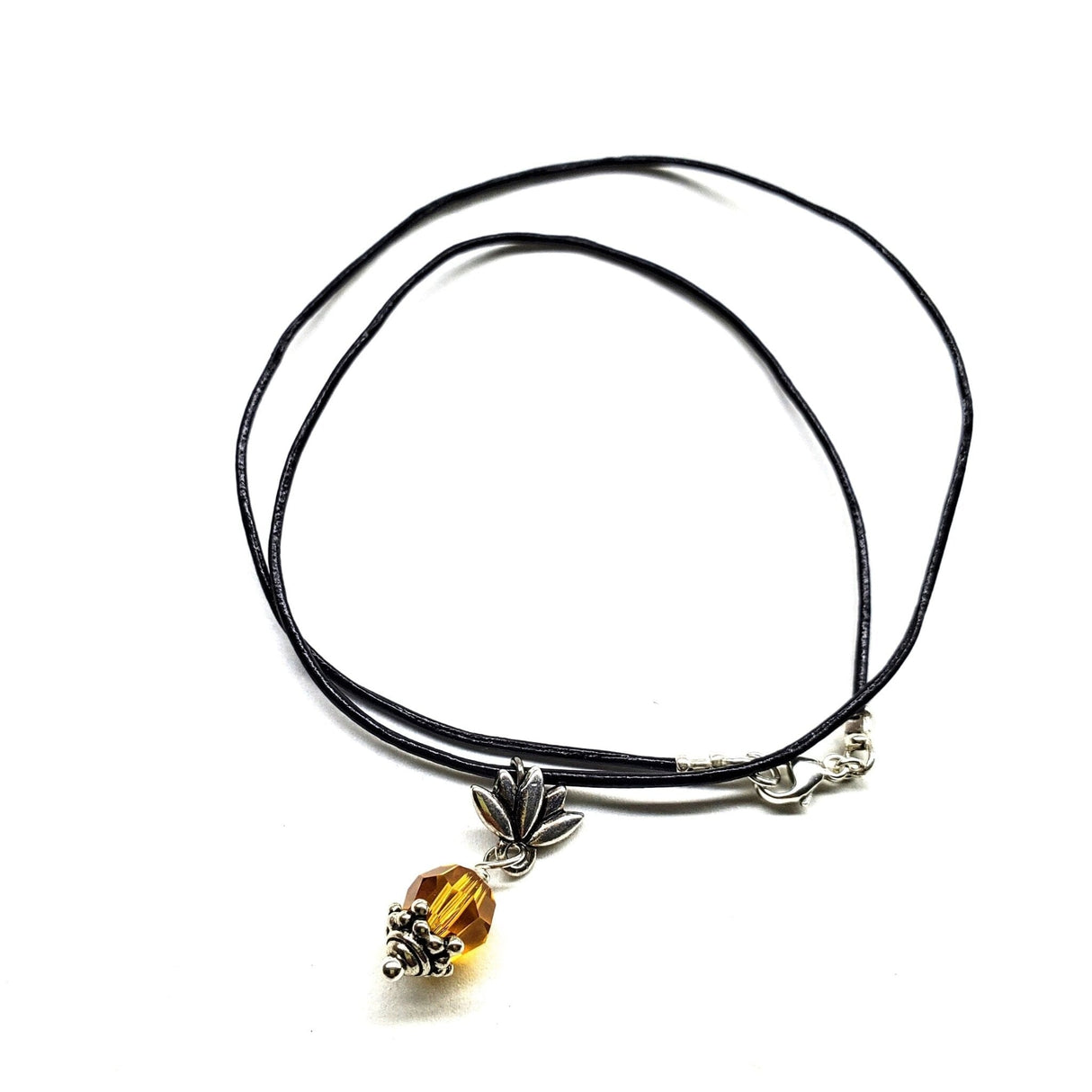 Silver Crystal Pineapple Leather Necklace from Alexa Martha Designs