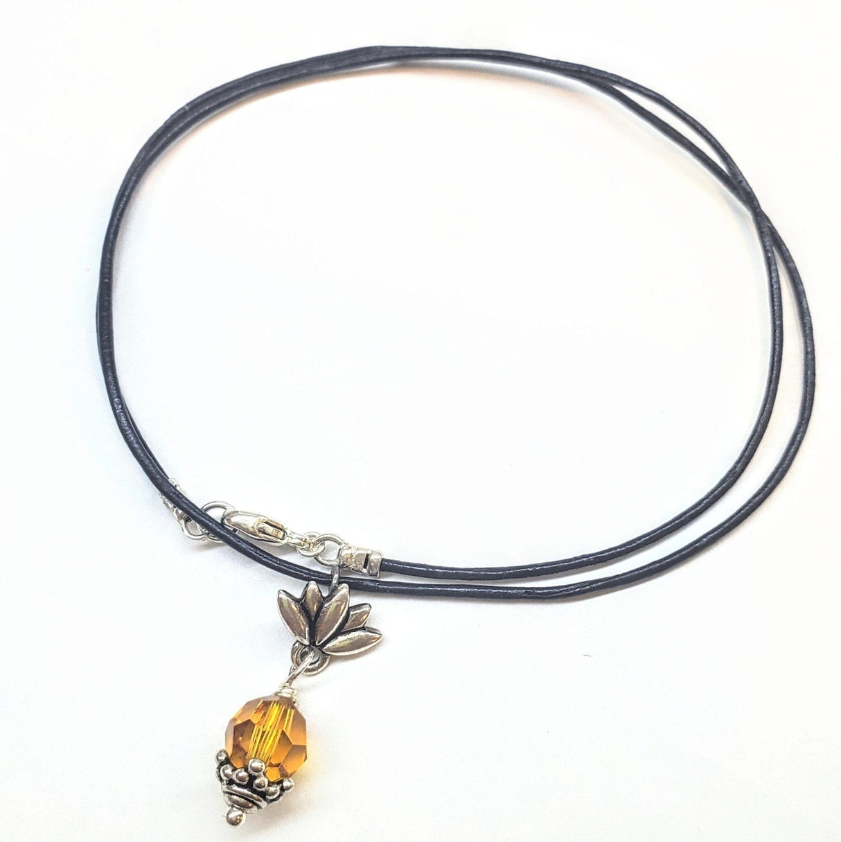 Silver Crystal Pineapple Leather Necklace from Alexa Martha Designs