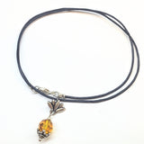 Silver Crystal Pineapple Leather Necklace from Alexa Martha Designs