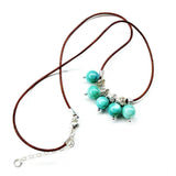 Silver Green Blue Shell Bead Charm Leather Necklace from Alexa Martha Designs