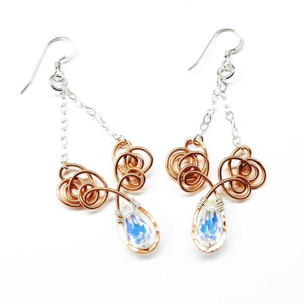 Wire Sculpted Crystal Drop Chandelier Angel Wing Earrings from Alexa Martha Designs